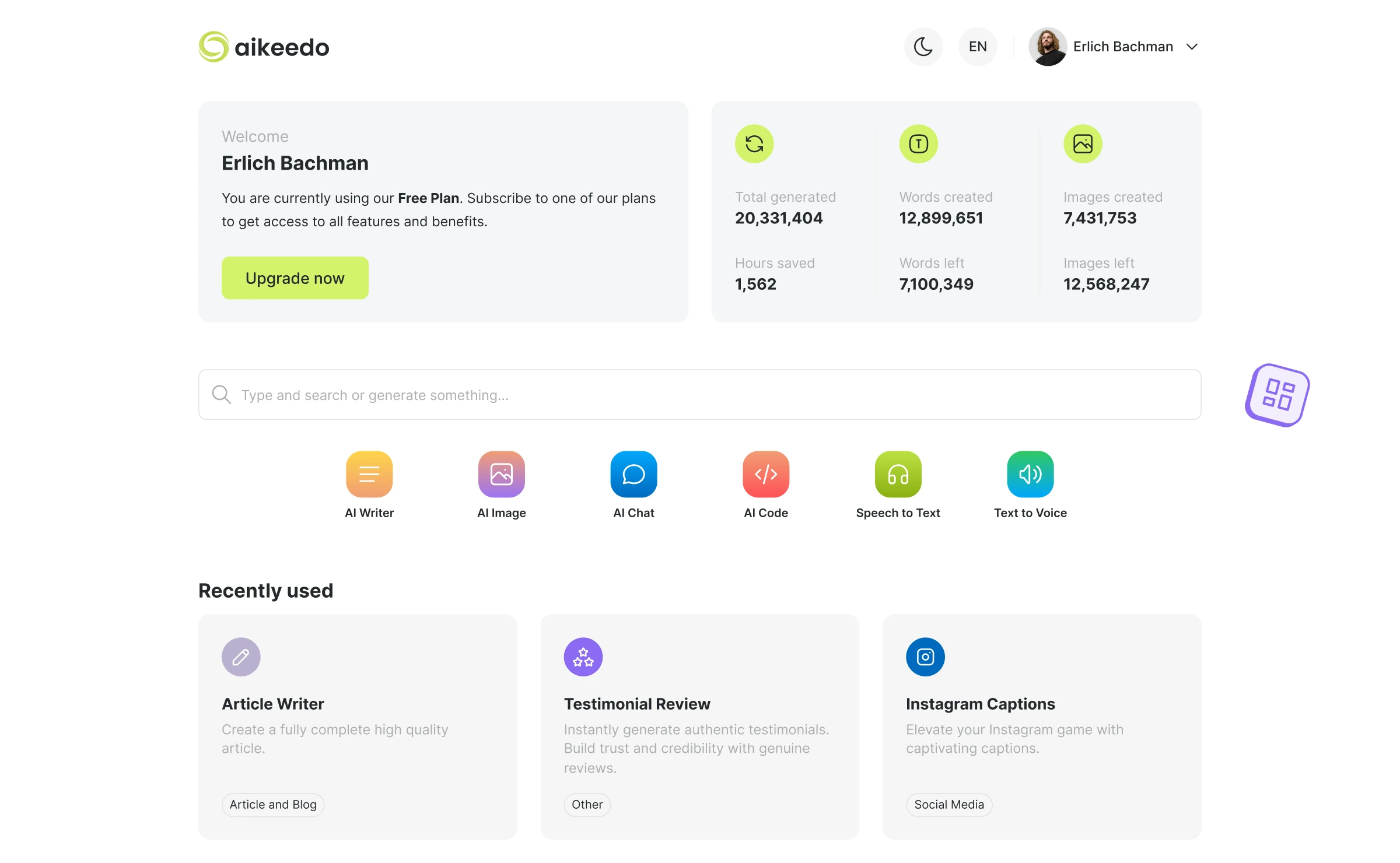 Aikeedo AI — Công cụ AI Chat, Content, Image, Voice, Code — SaaS / OpenAI